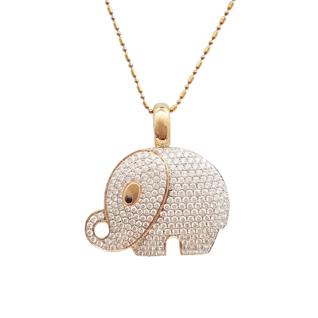 18k Yellow Gold White Diamonds & Black Sapphire Pendant