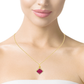 18k Yellow Gold Pendant & Chain, Unheated Natural Ruby & White Diamonds
