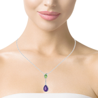18k White Gold Amethyst & Peridot White Diamonds Pendant
