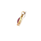 18k Yellow Gold Pendant & Chain, Unheated Natural Ruby & White Diamonds