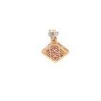 18k Yellow Gold Pendant & Chain, Unheated Natural Ruby & White Diamonds