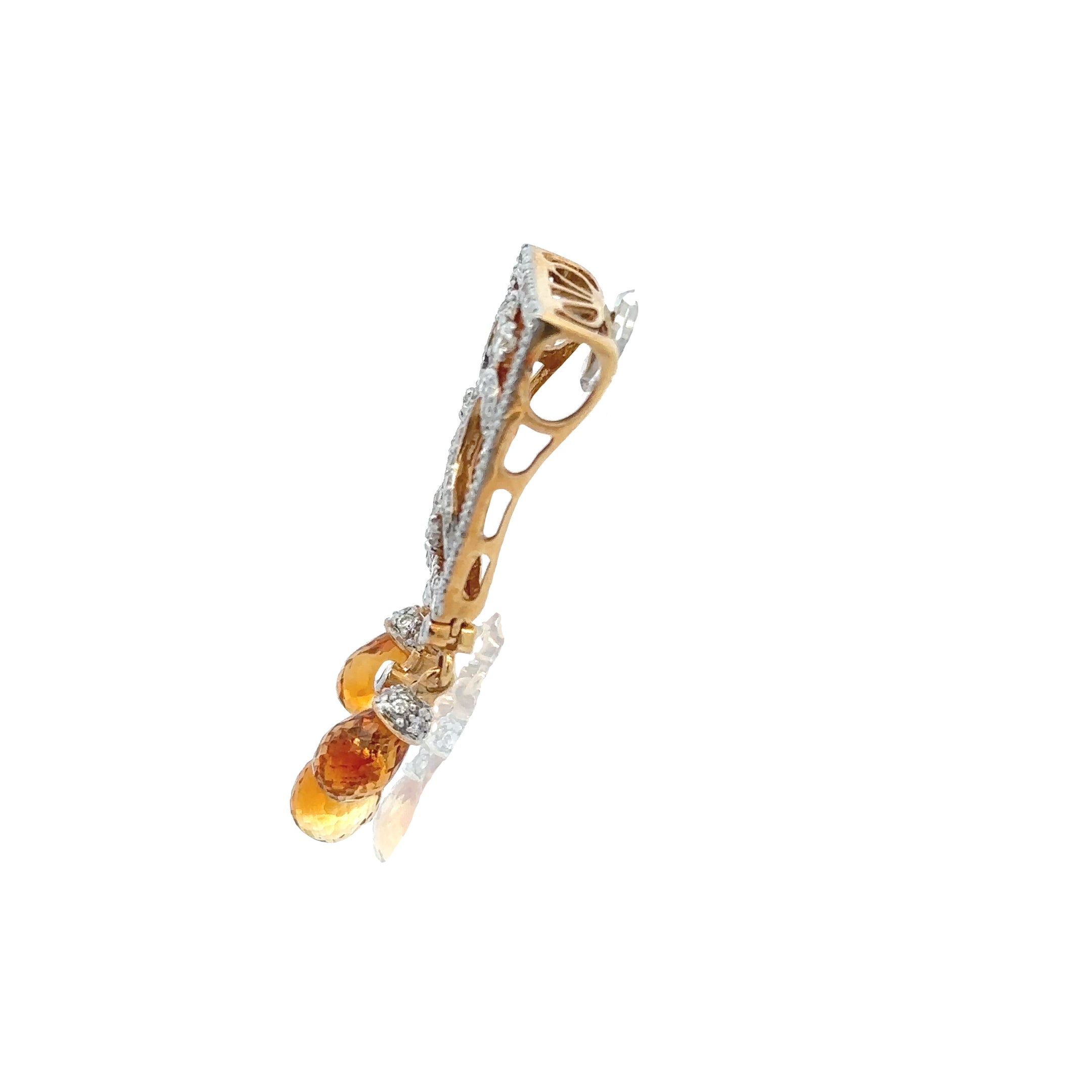 18k Yellow Gold Citrine & White Diamonds Pendant