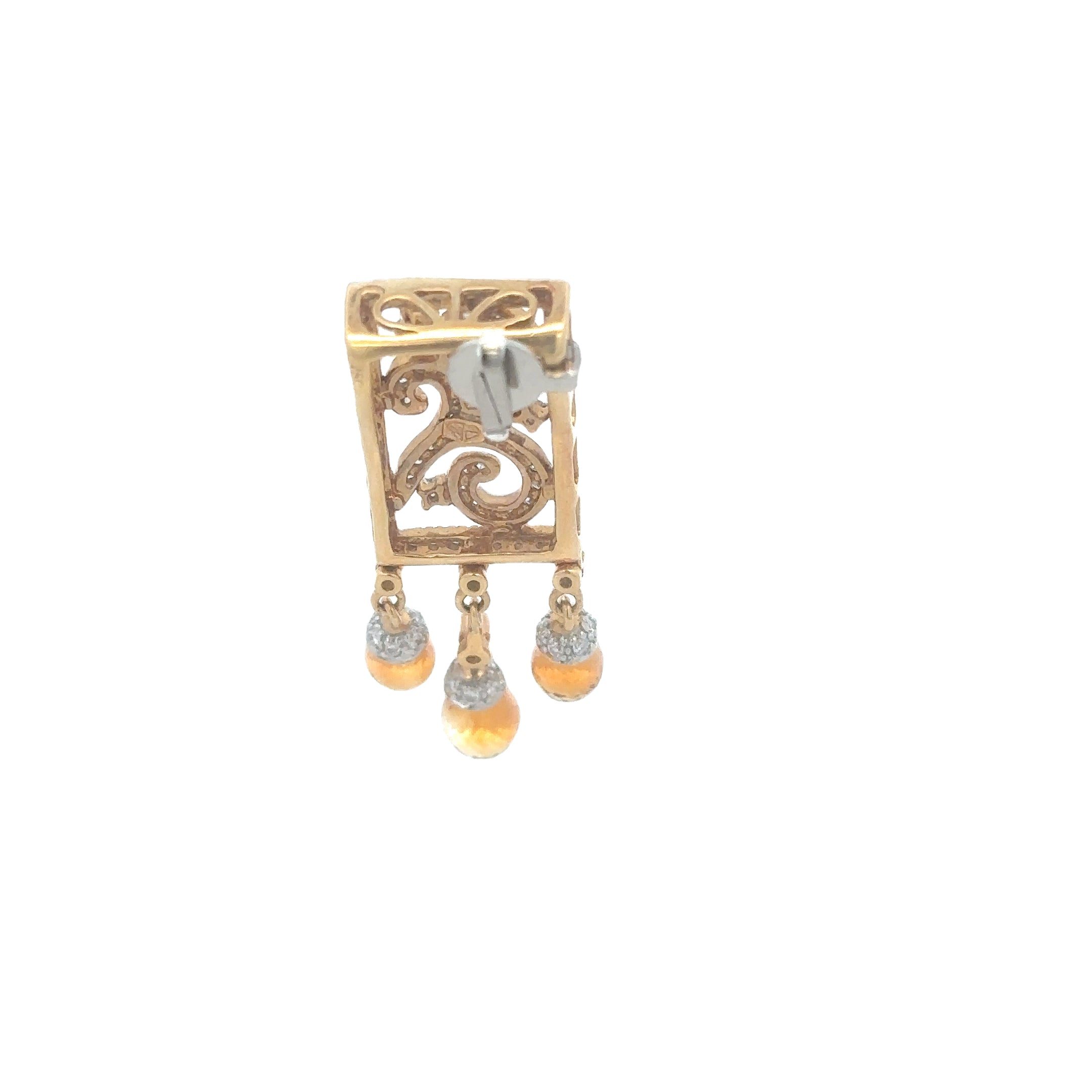 18k Yellow Gold Citrine & White Diamonds Pendant