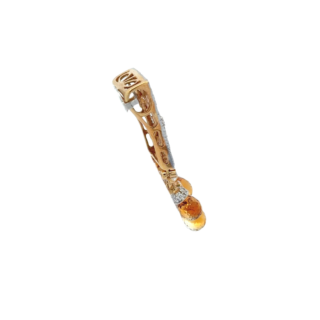 18k Yellow Gold Citrine & White Diamonds Pendant