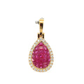 18k Yellow Gold Ruby & White Diamonds Pendant