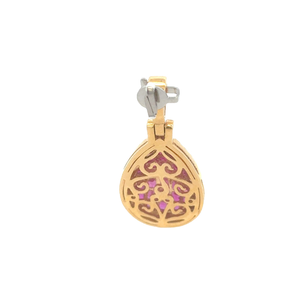 18k Yellow Gold Ruby & White Diamonds Pendant