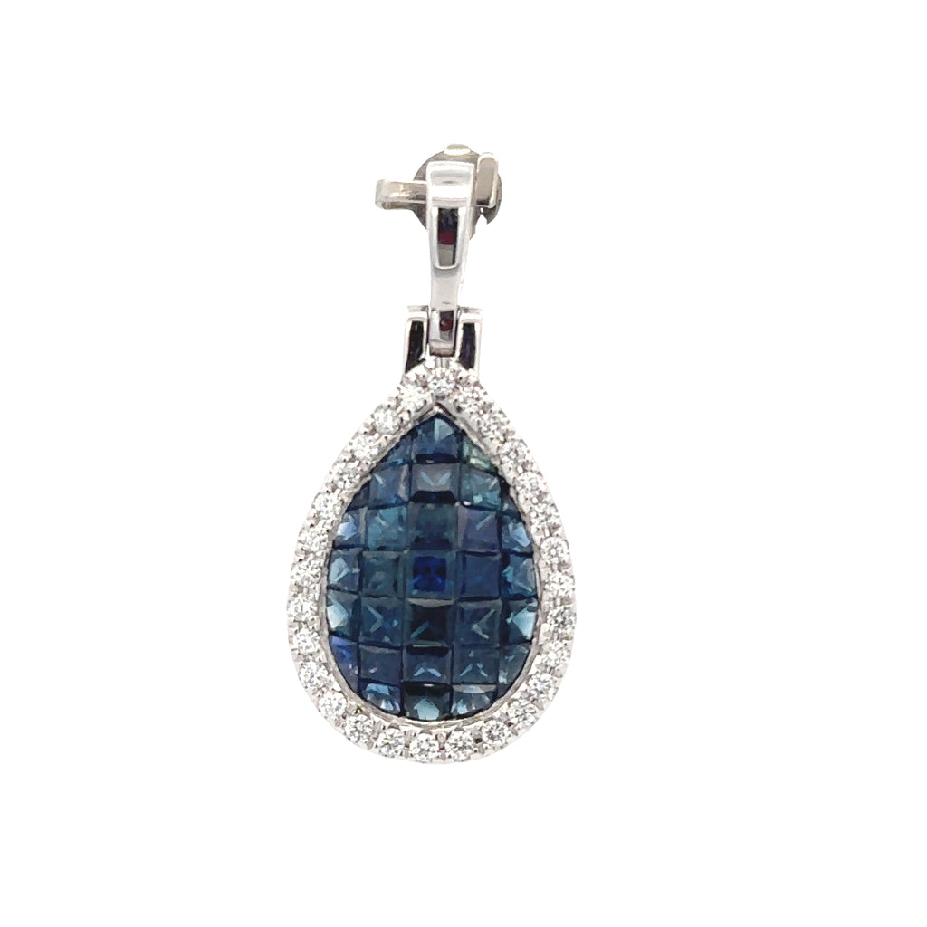 18k White Gold Sapphire & White Diamonds Pendant