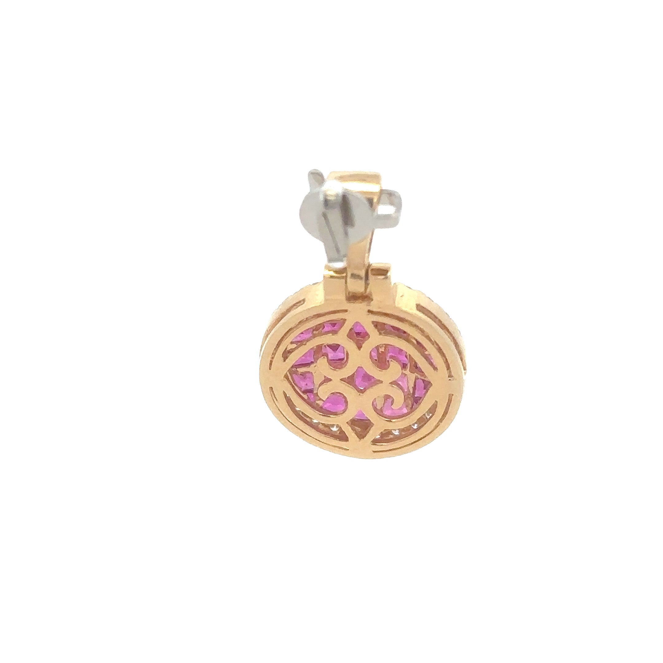 18k Yellow Gold Ruby & White Diamonds Pendant