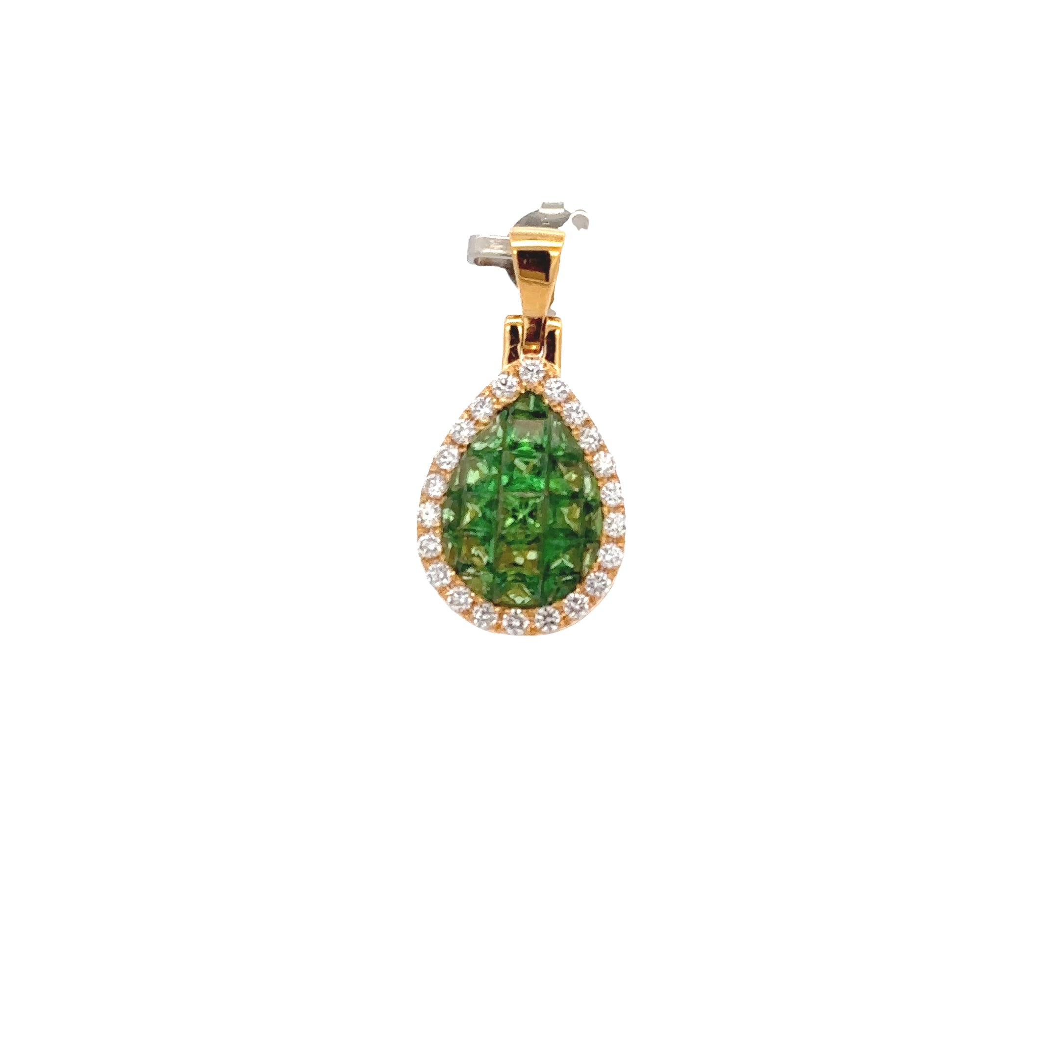 18k Yellow Gold Tsavorites & White Diamonds Pendant