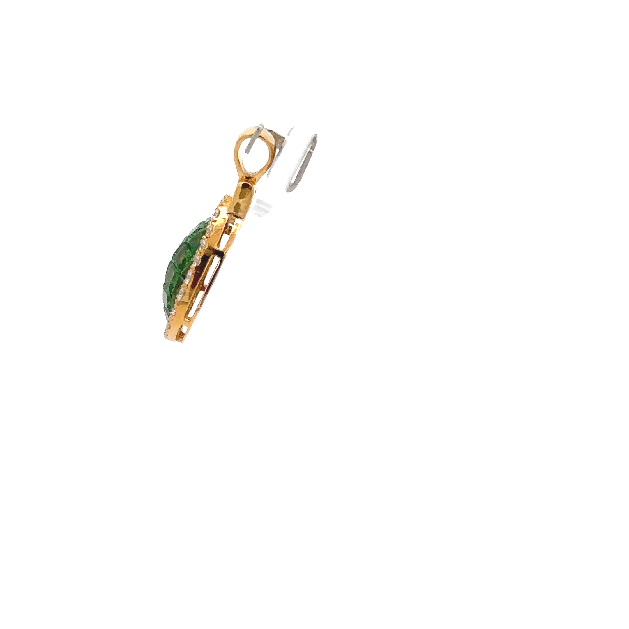 18k Yellow Gold Tsavorites & White Diamonds Pendant