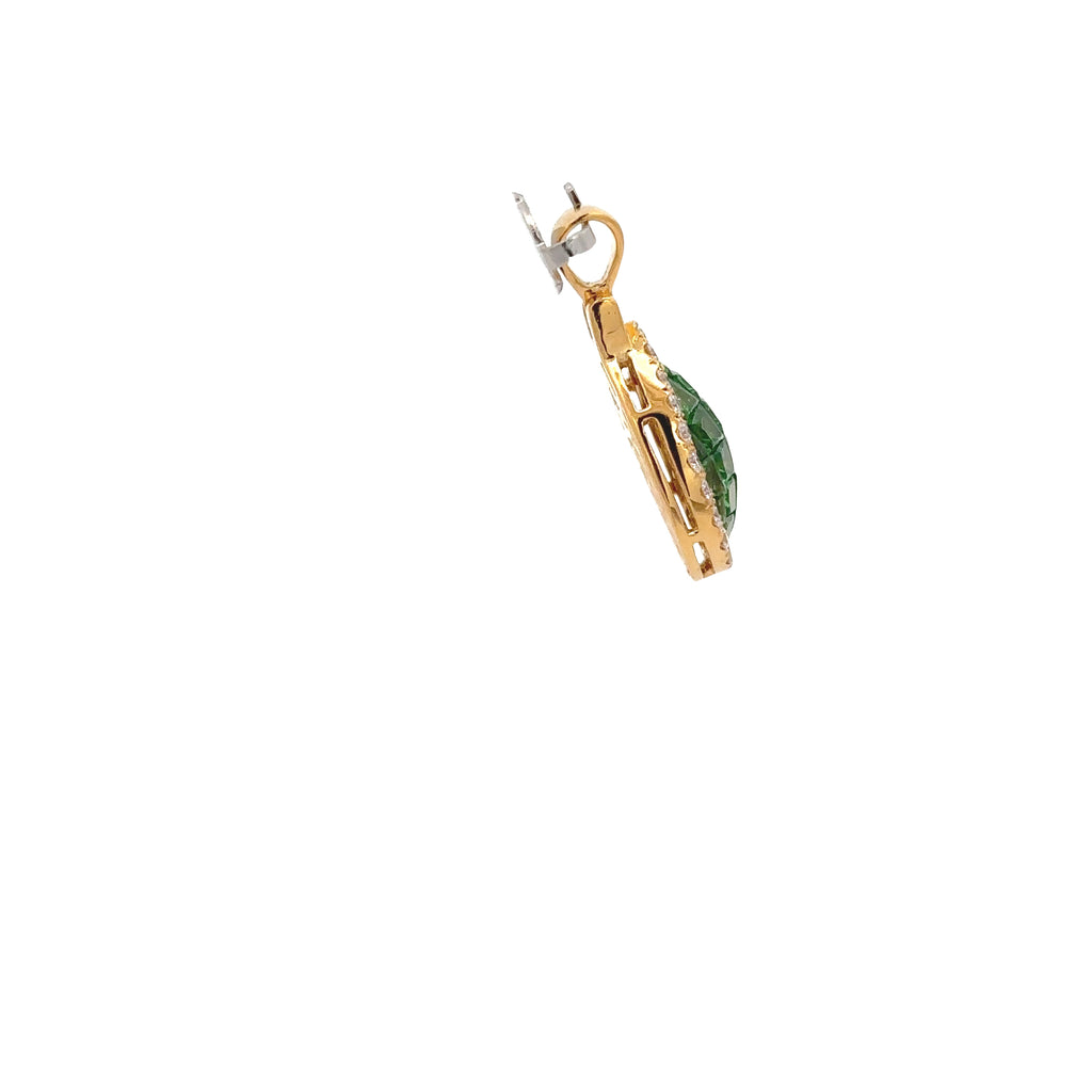 18k Yellow Gold Tsavorites & White Diamonds Pendant