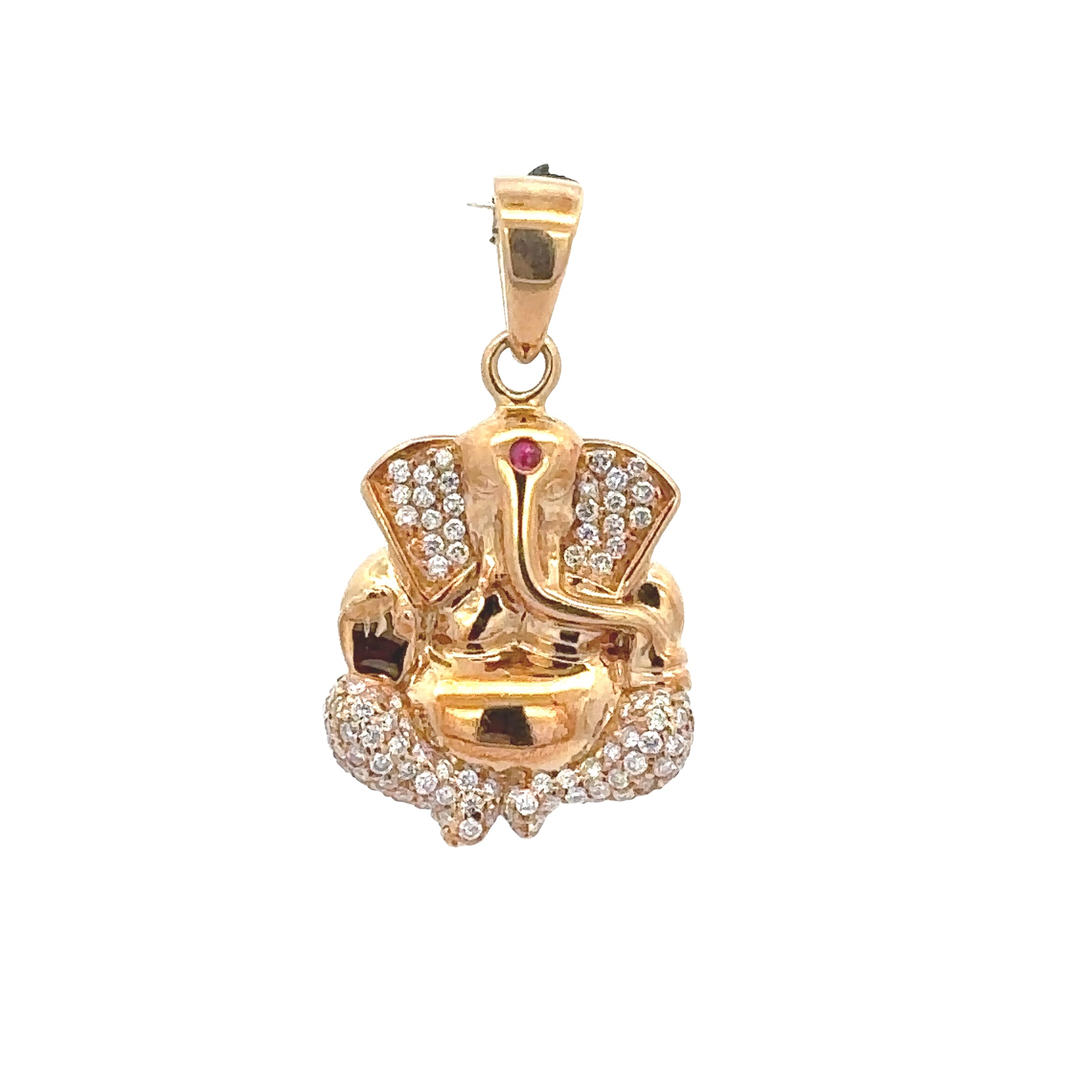 18k Yellow Gold Ruby & White Diamonds Pendant
