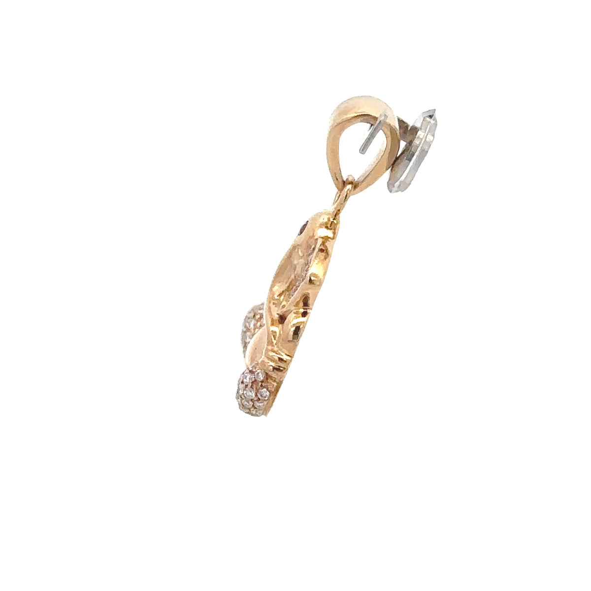 18k Yellow Gold Ruby & White Diamonds Pendant