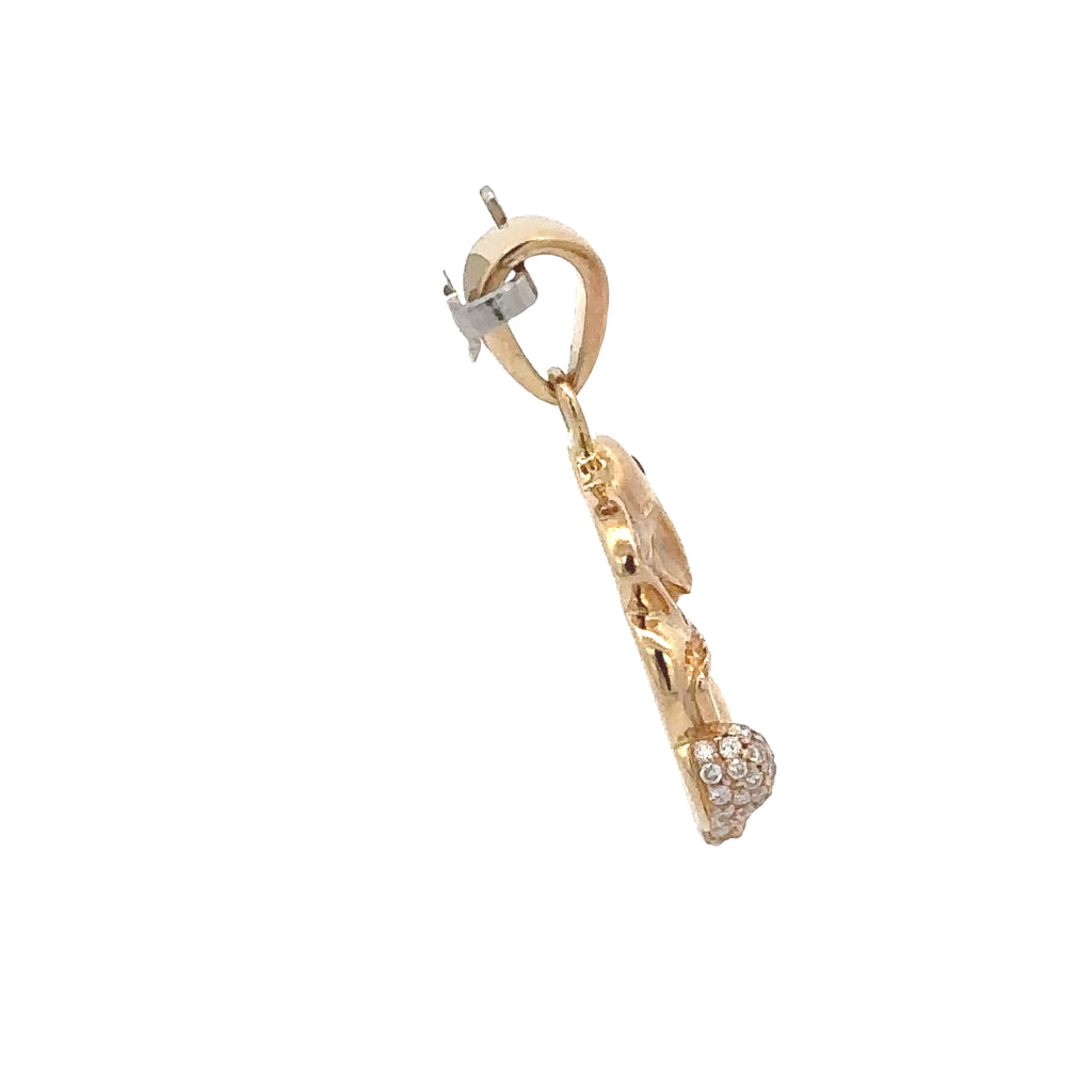 18k Yellow Gold Ruby & White Diamonds Pendant