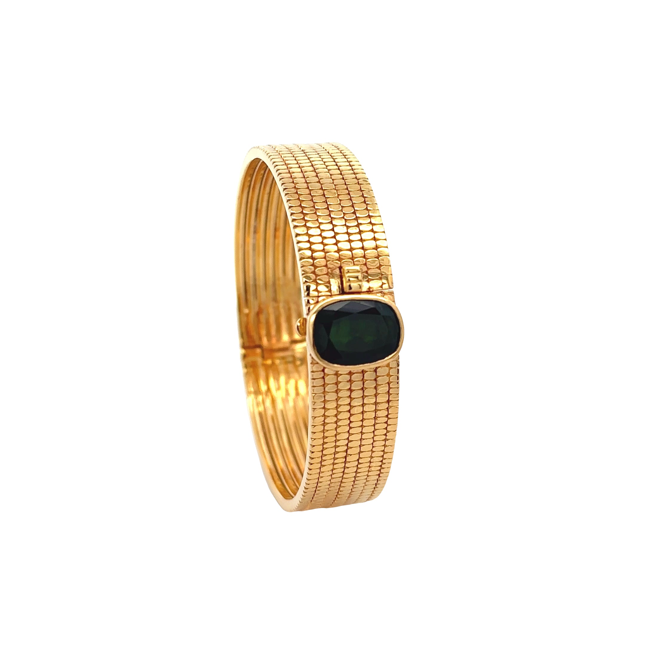 18k Yellow Gold Green Sapphire Bangles