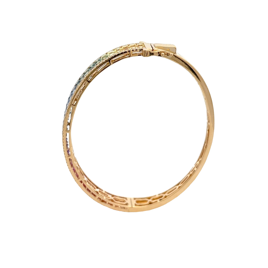 18k Yellow Gold Mix Sapphire & White Diamonds Bangles