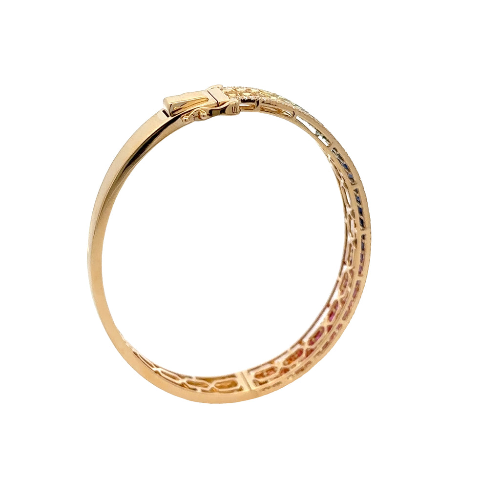 18k Yellow Gold Mix Sapphire & White Diamonds Bangles