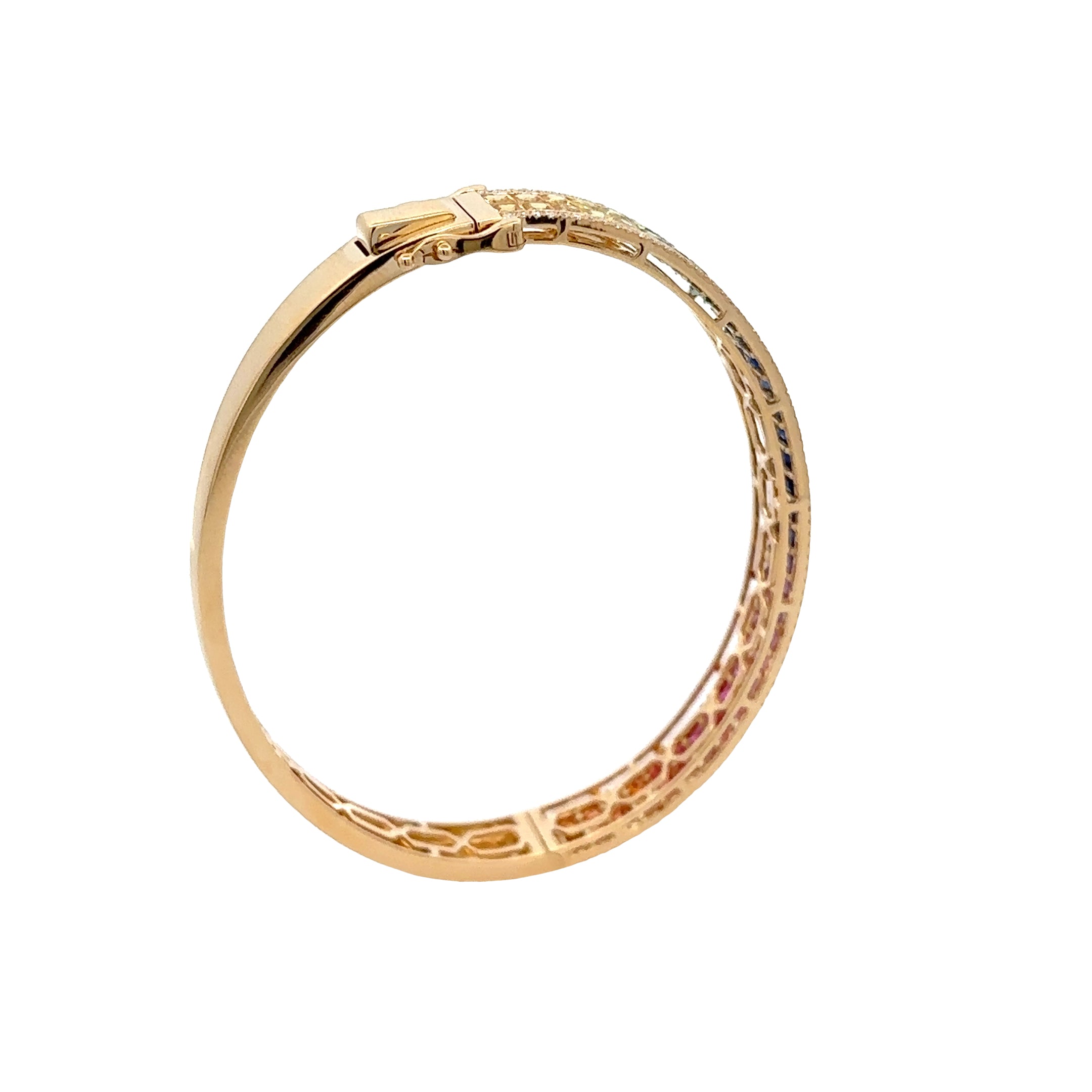 18k Yellow Gold Mix Sapphire & White Diamonds Bangles