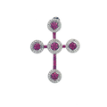 18k White Gold Ruby & White Diamonds Cross Pendant