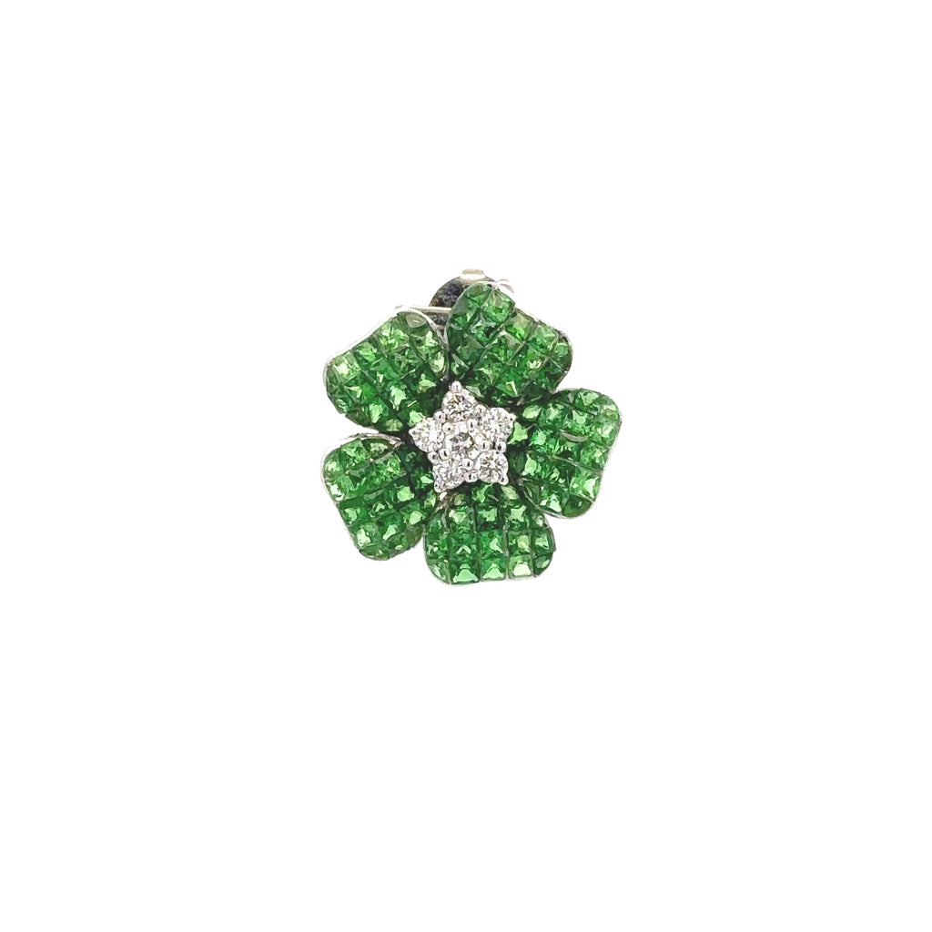 18k White Gold Tsavorites & White Diamonds Pendant
