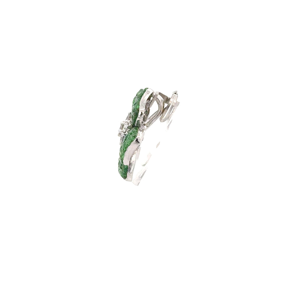 18k White Gold Tsavorites & White Diamonds Pendant