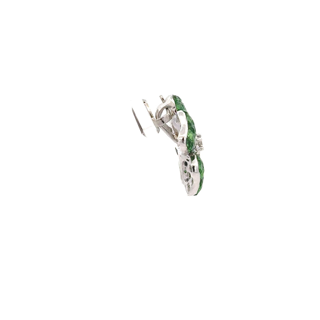 18k White Gold Tsavorites & White Diamonds Pendant