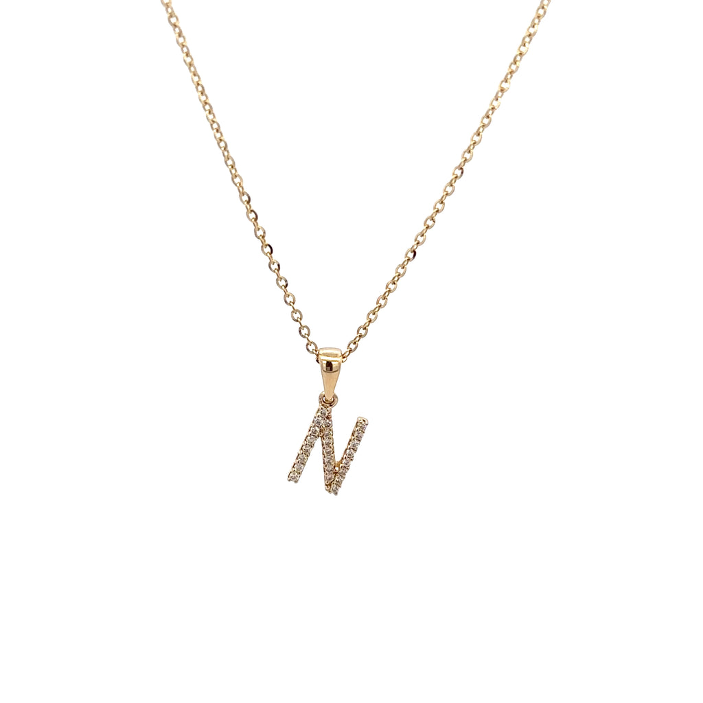9k Yellow Gold White Diamonds Necklace