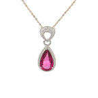 18k White Gold Pink Rubelite & White Diamonds Pendants