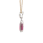 18k White Gold Pink Rubelite & White Diamonds Pendants