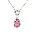 18k White Gold Pink Rubelite & White Diamonds Pendants