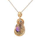 18k Yellow Gold Amethyst & Tsavorite White Diamonds Pendant