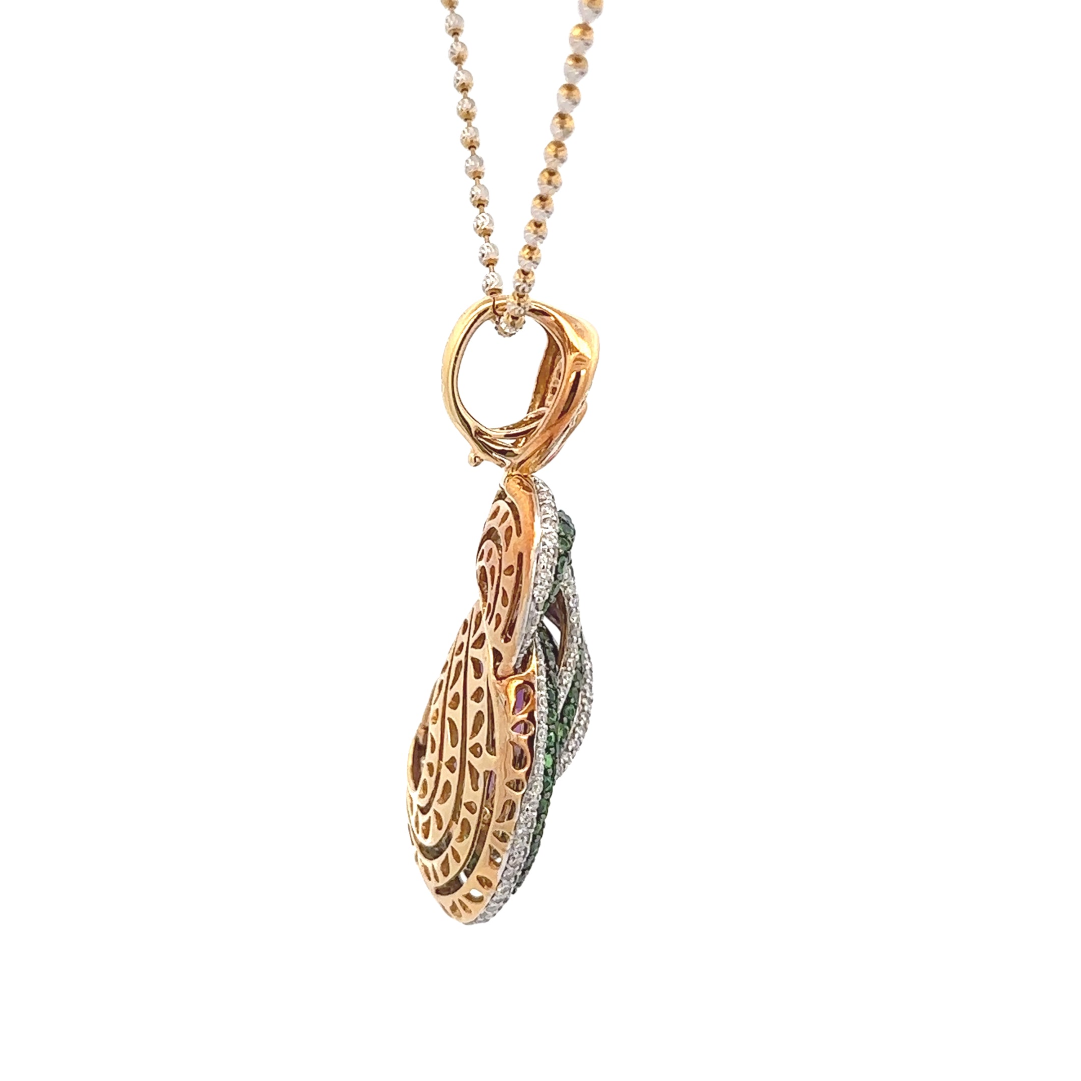 18k Yellow Gold Amethyst & Tsavorite White Diamonds Pendant
