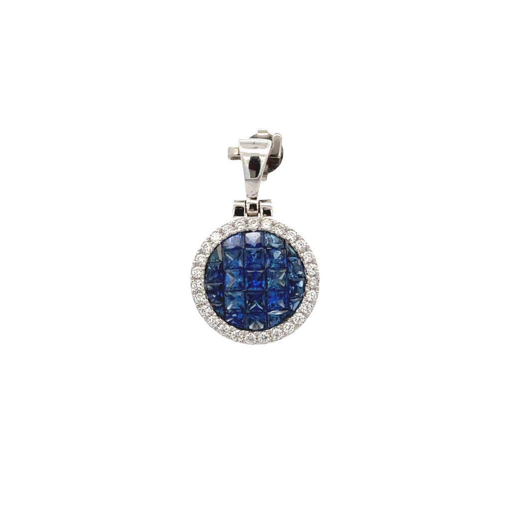 18k White Gold Sapphire & White Diamonds Pendant
