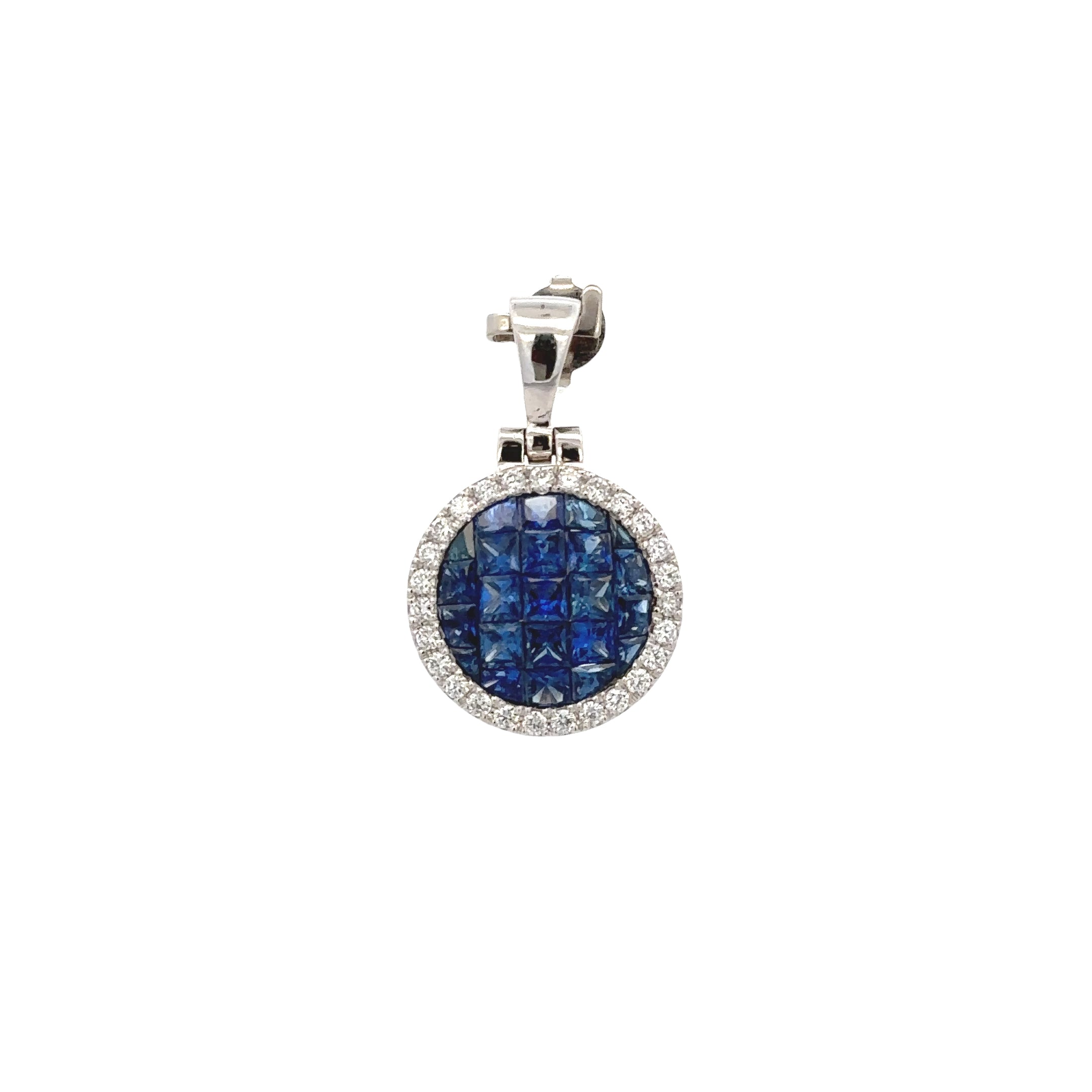 18k White Gold Sapphire & White Diamonds Pendant