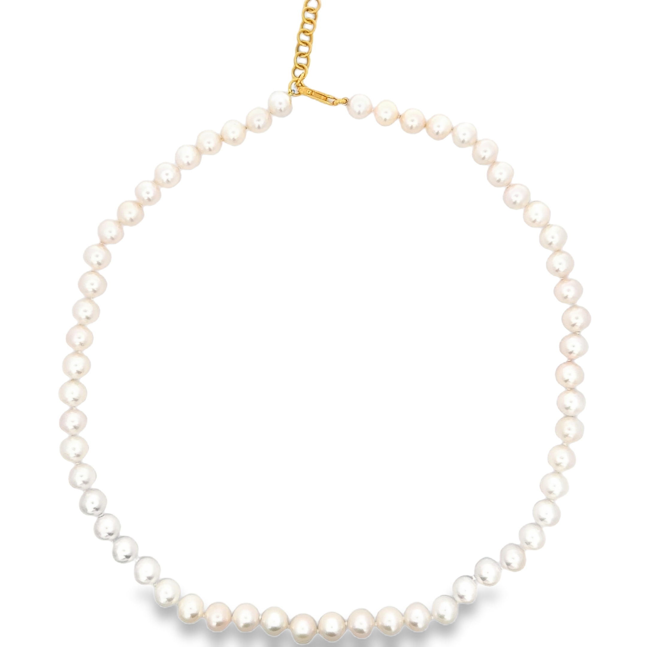 18k Yellow Gold White Pearl Necklace