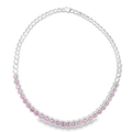 18k White Gold Pink Sapphire & White Diamonds Necklace