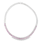 18k White Gold Pink Sapphire & White Diamonds Necklace