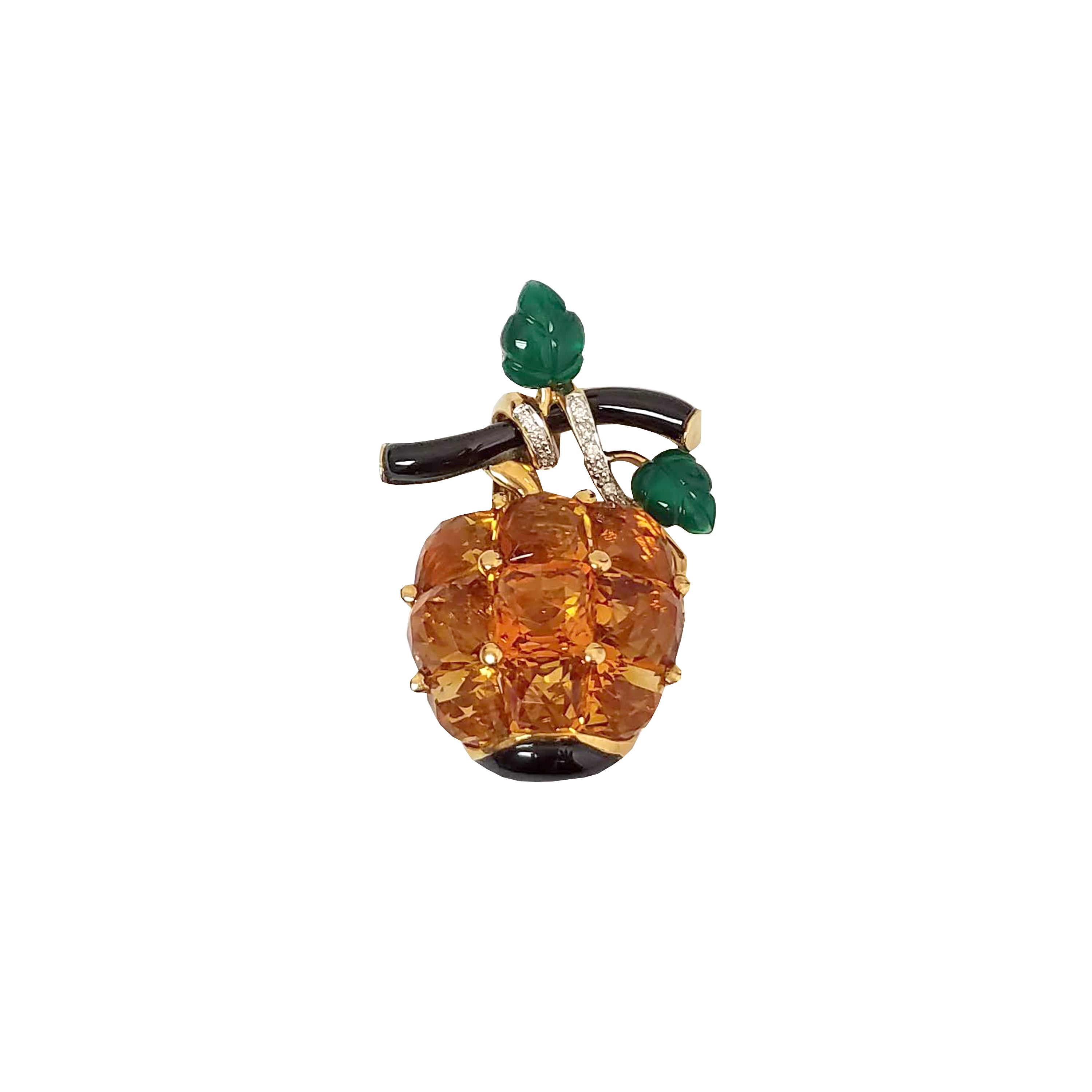 18k Yellow Gold Citrine & White Diamonds Brooch & Pendant