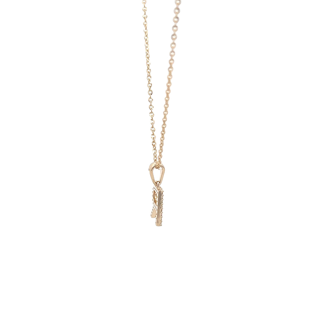 9k Yellow Gold White Diamonds Necklace