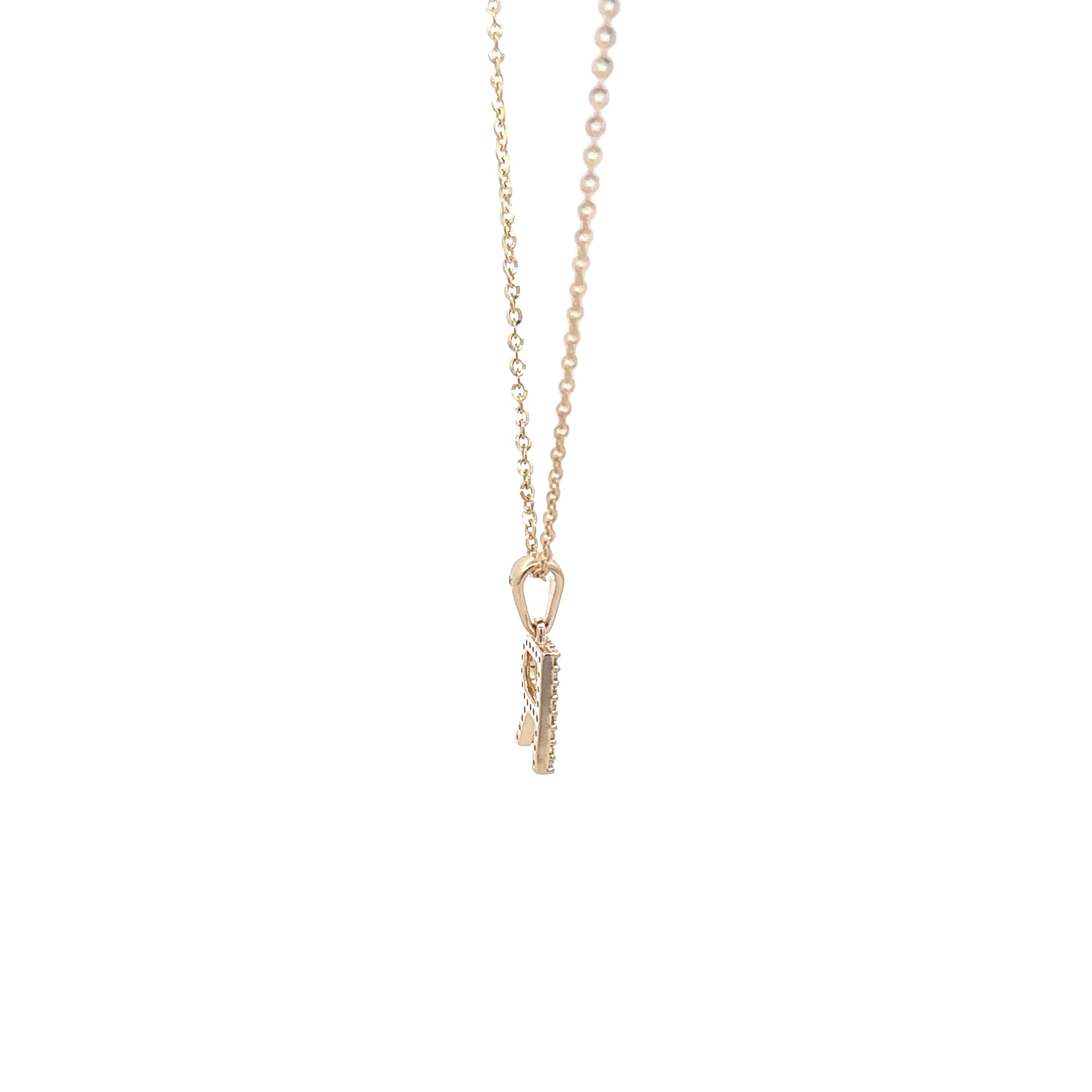 9k Yellow Gold White Diamonds Necklace