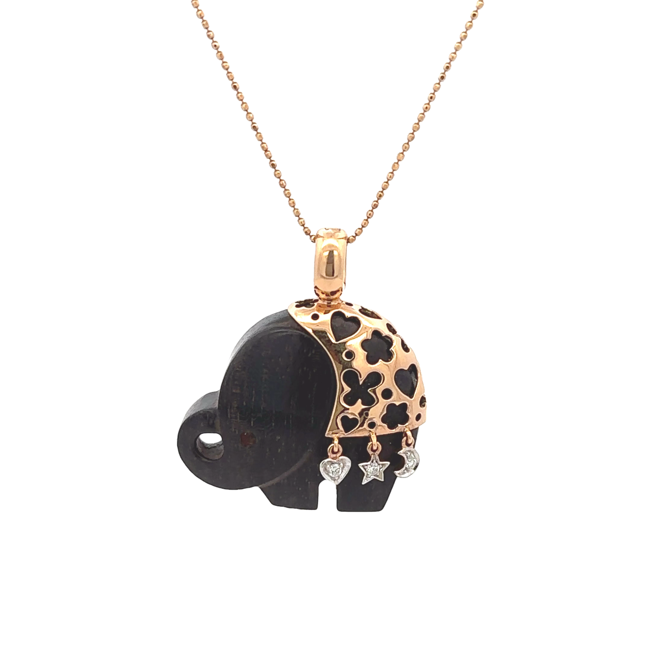 18k Pink Gold White Diamonds Pendant