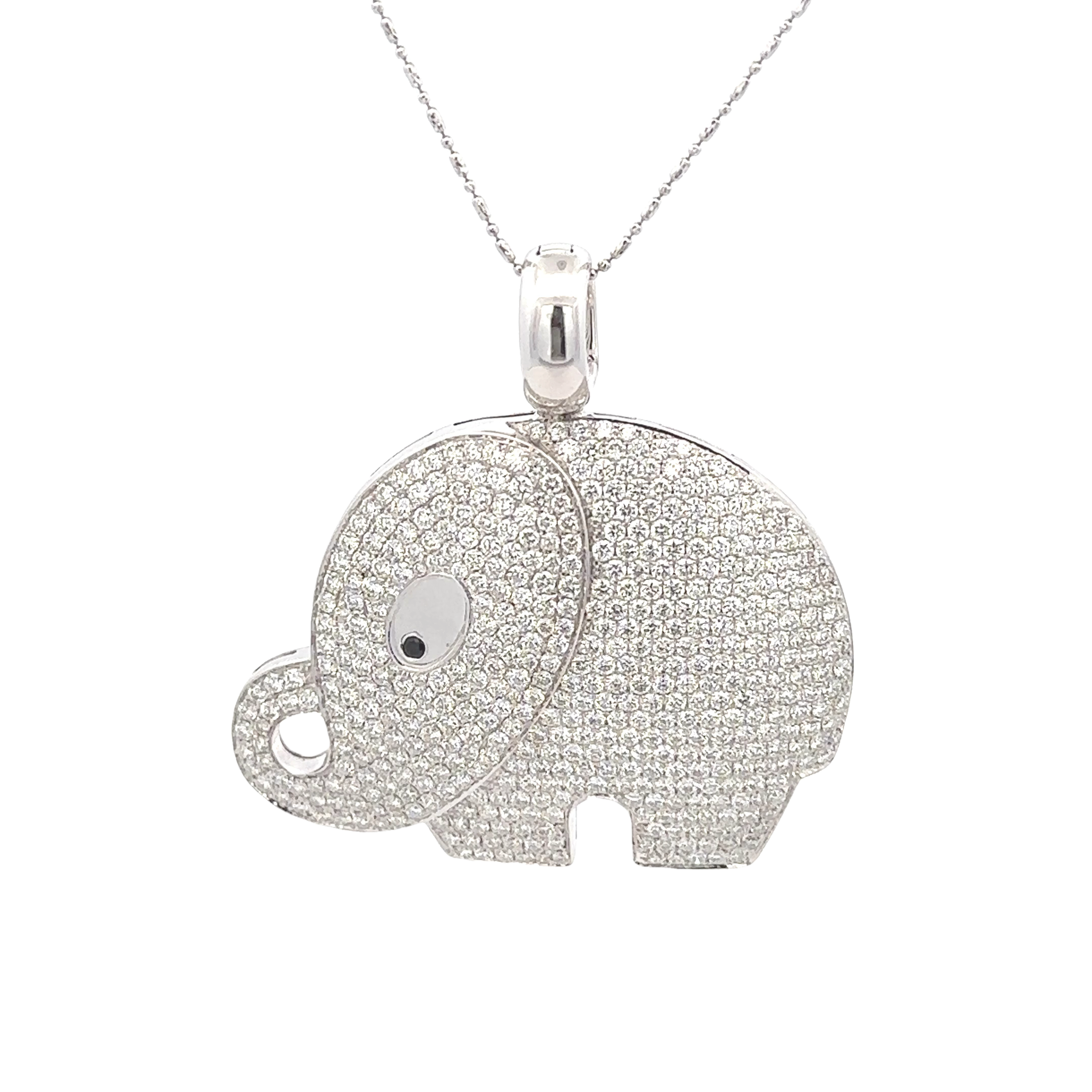18k White Gold White Diamonds & Black Sapphire Pendant
