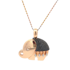 18k Yellow Gold White Diamonds & Black Sapphire Pendant