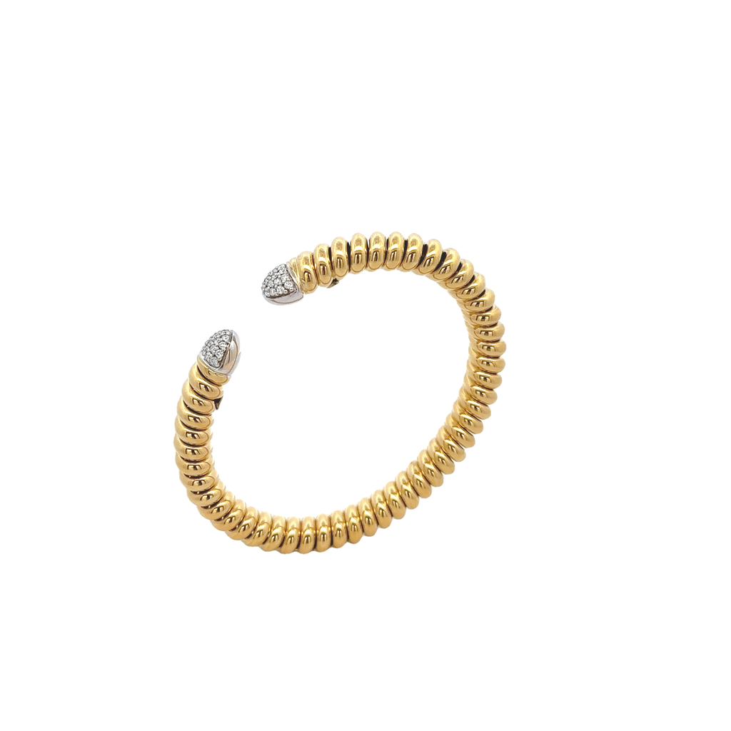 18k Yellow Gold White Diamonds Bangles
