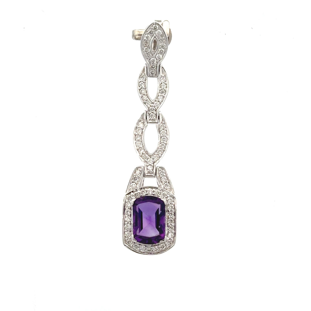 18k White Gold Amethyst & White Diamonds Pendant