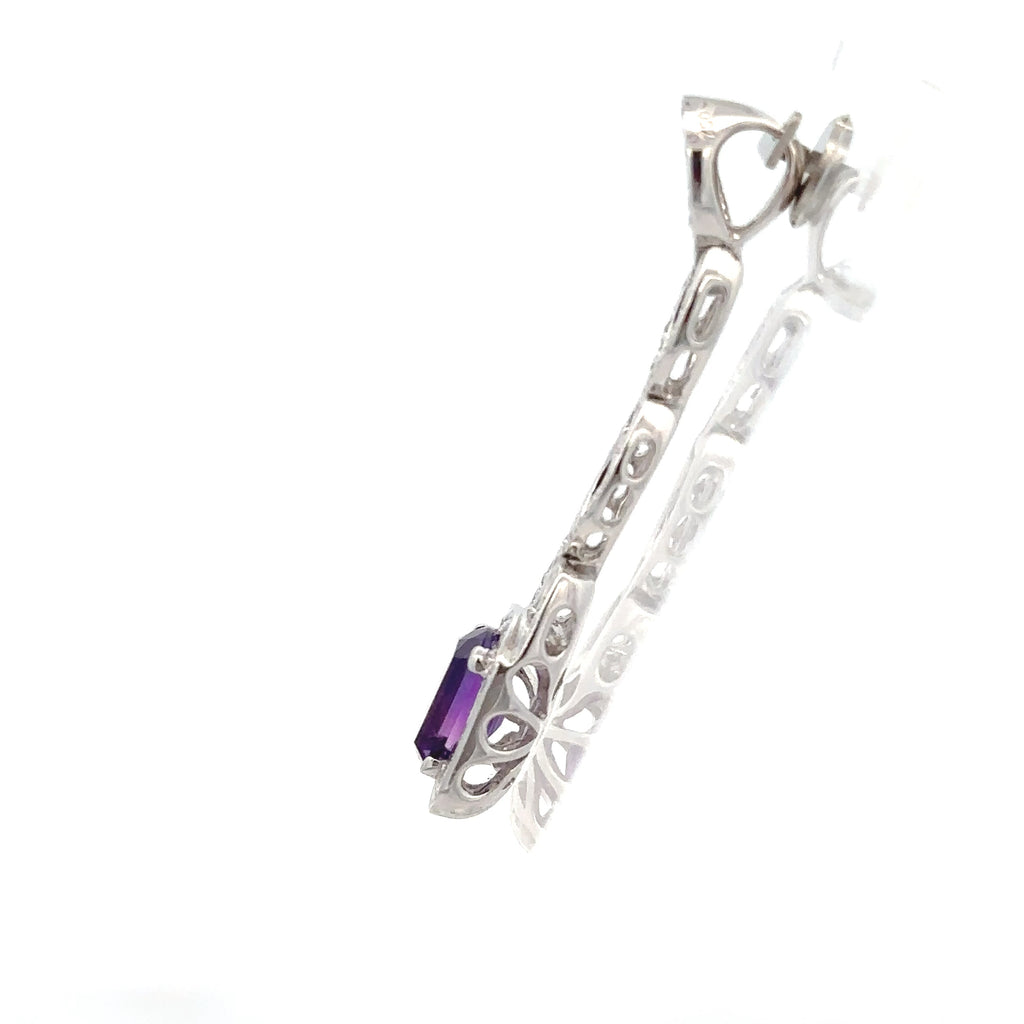 18k White Gold Amethyst & White Diamonds Pendant