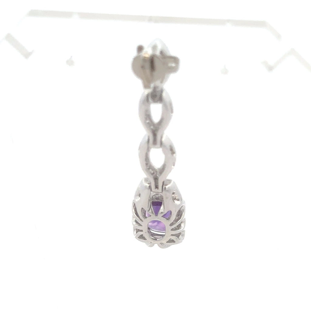 18k White Gold Amethyst & White Diamonds Pendant