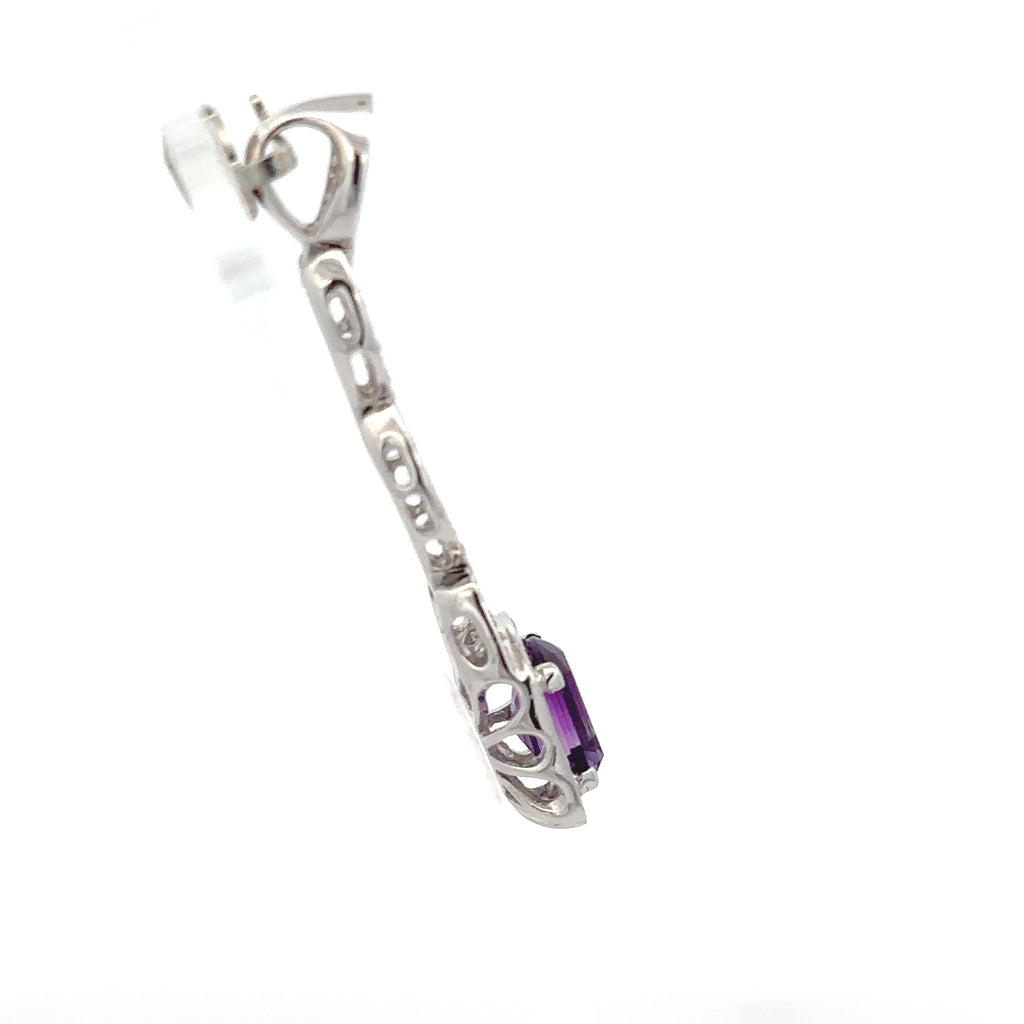 18k White Gold Amethyst & White Diamonds Pendant