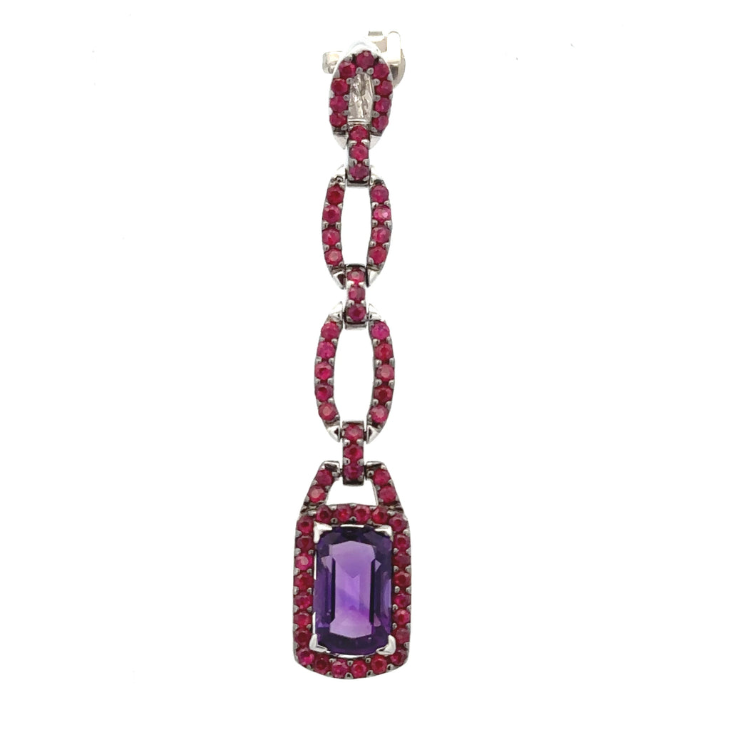 18k White Gold Amethyst & Ruby Pendant