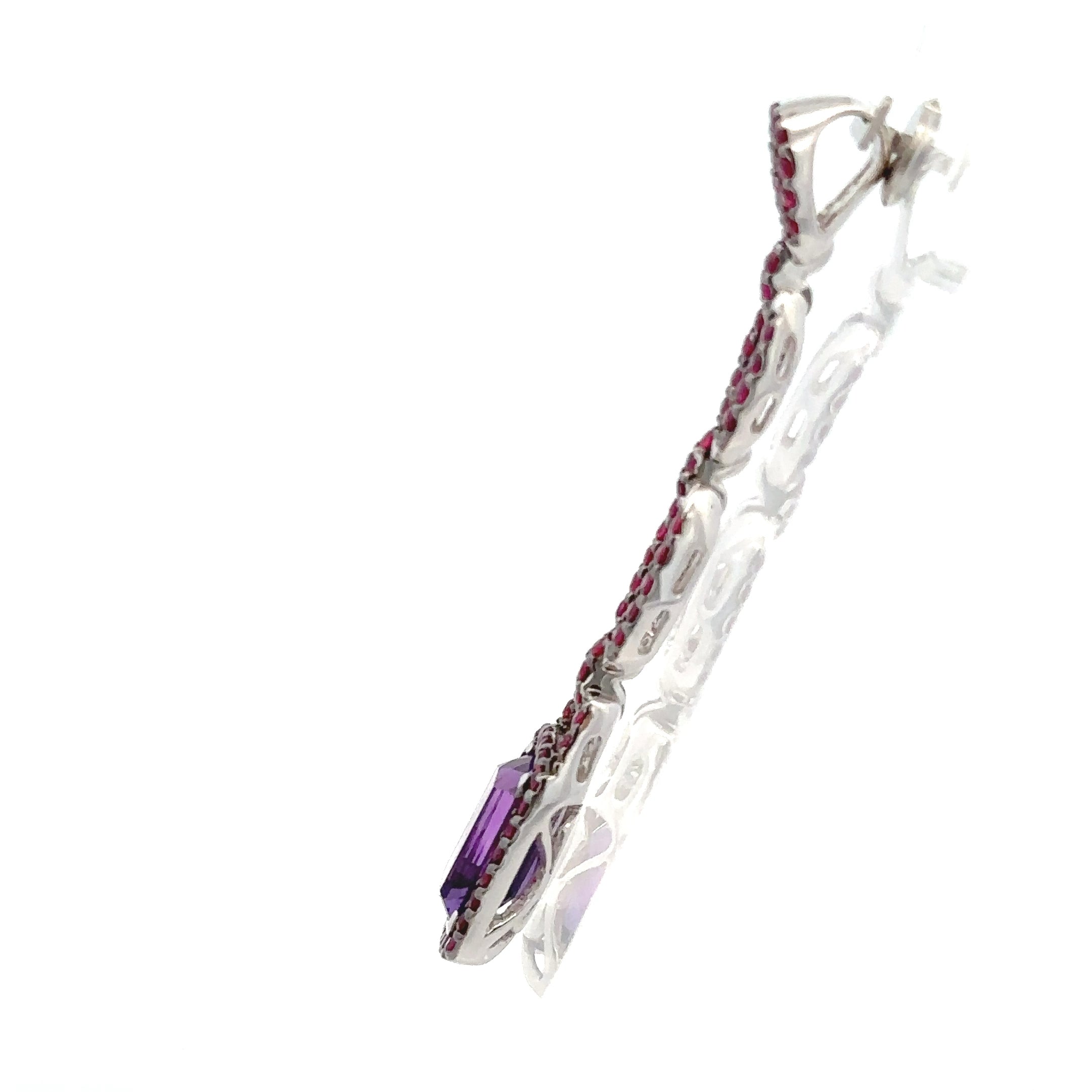 18k White Gold Amethyst & Ruby Pendant